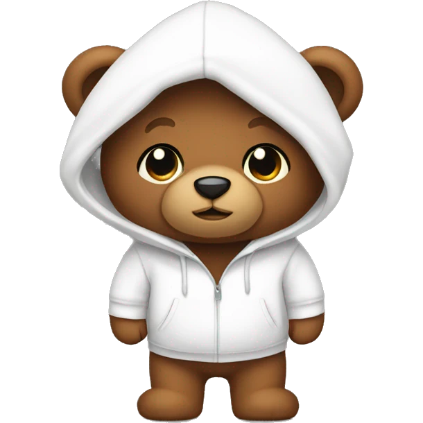 Brown teddy bear with white hoodie emoji