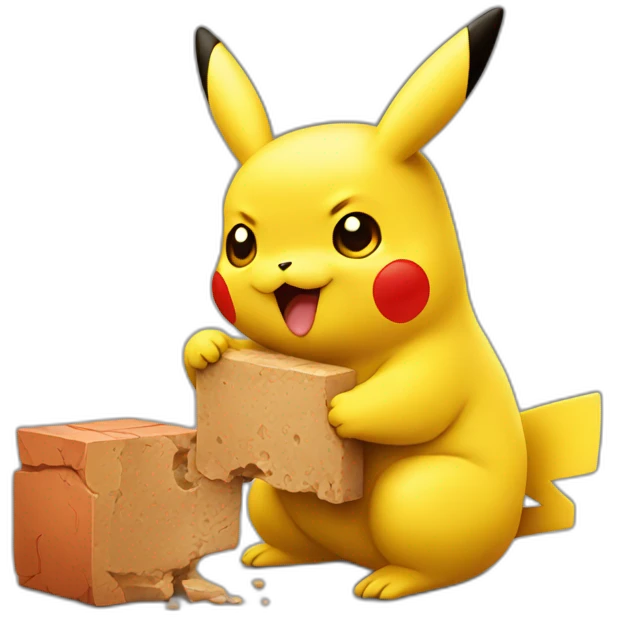 pikachu eating a brick emoji