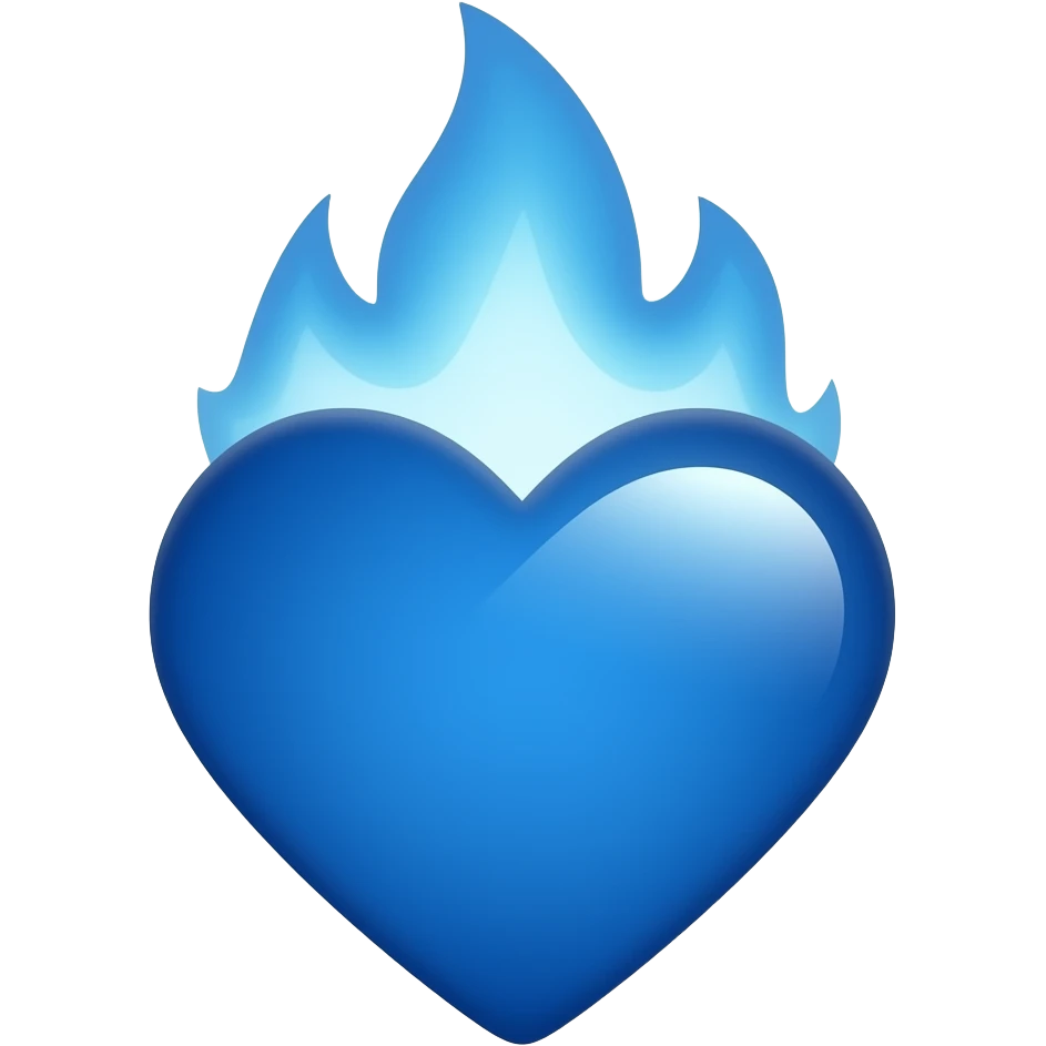 Blue heart with blue flames emoji