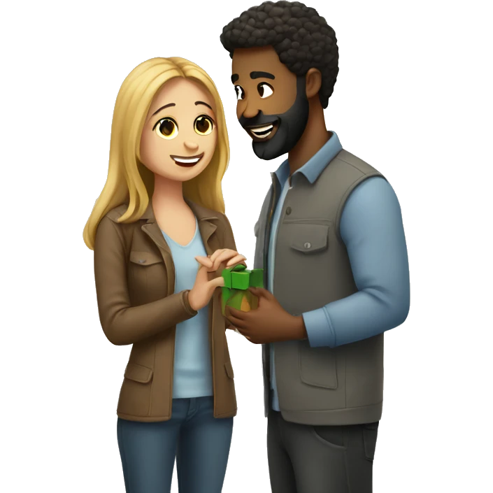 Man with beard proposes to girlfriend  emoji