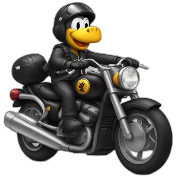 Black yoshi riding a motorbike  emoji