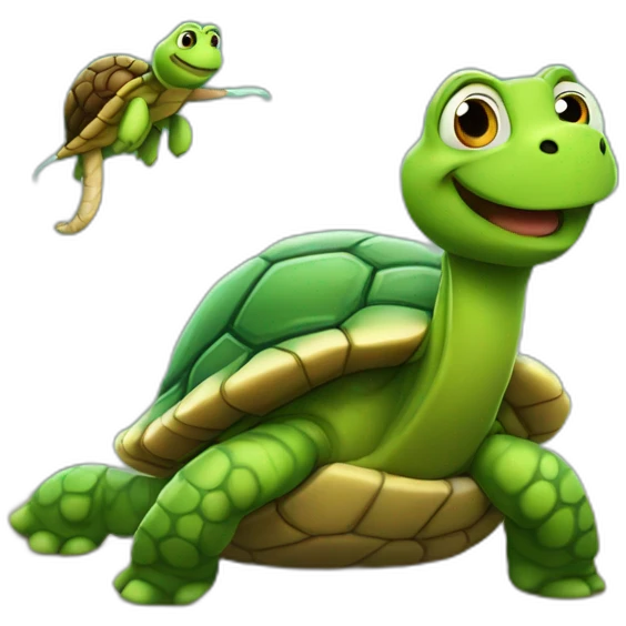 Turtle riding a giant worm emoji