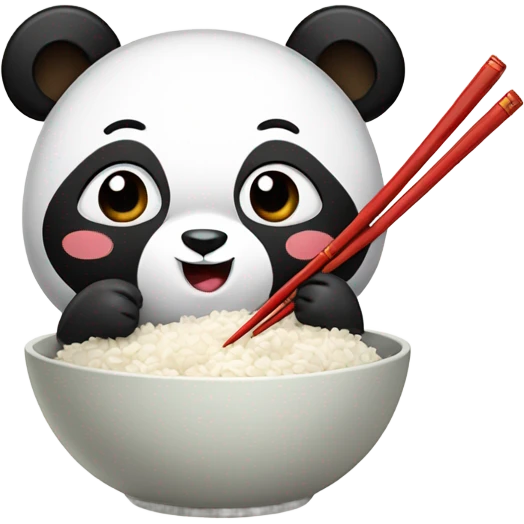 panda eating rice with chopsticks emoji