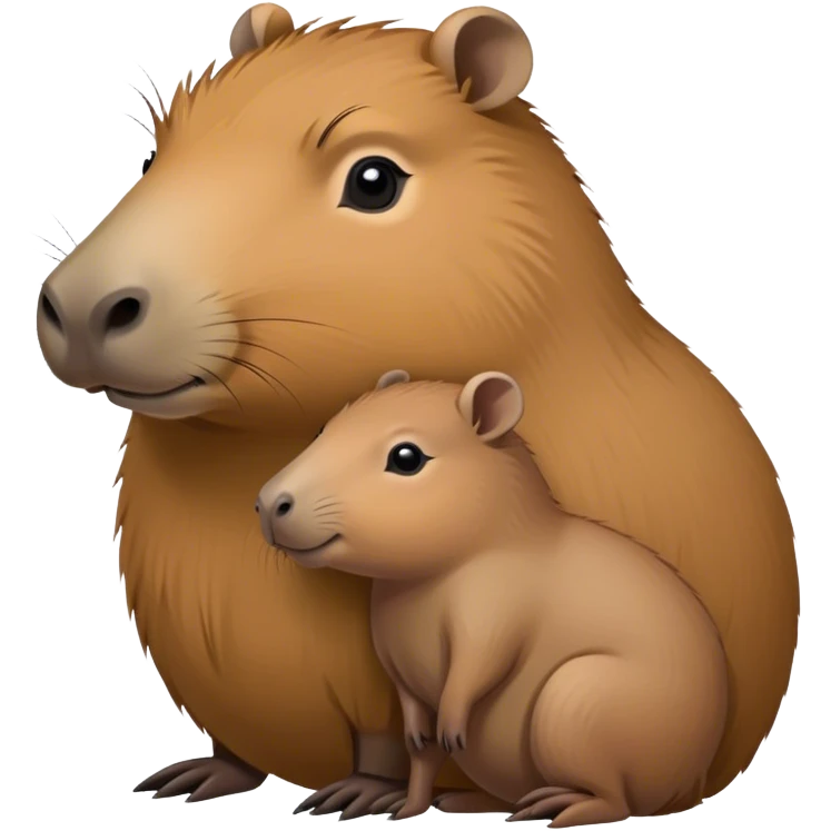 Capybara with a baby capybara next her emoji