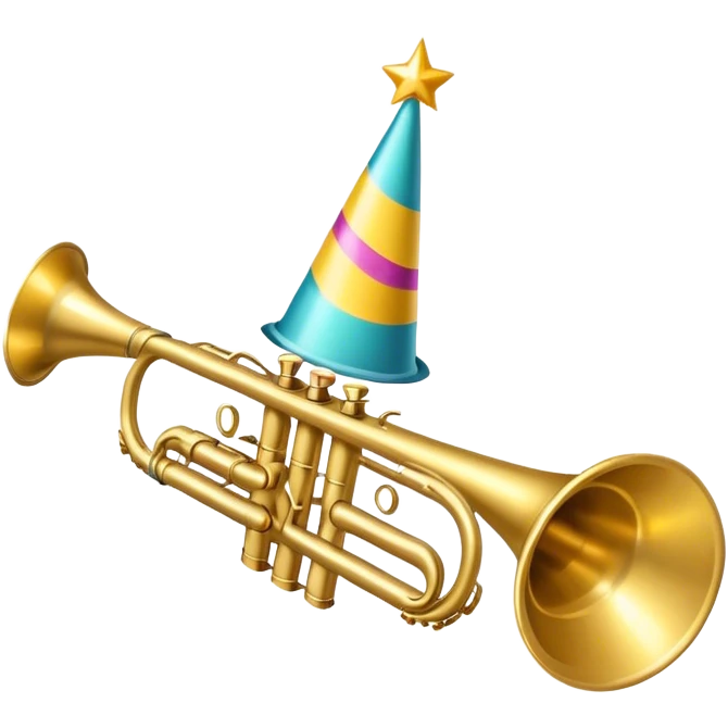 trumpet with a party hat emoji