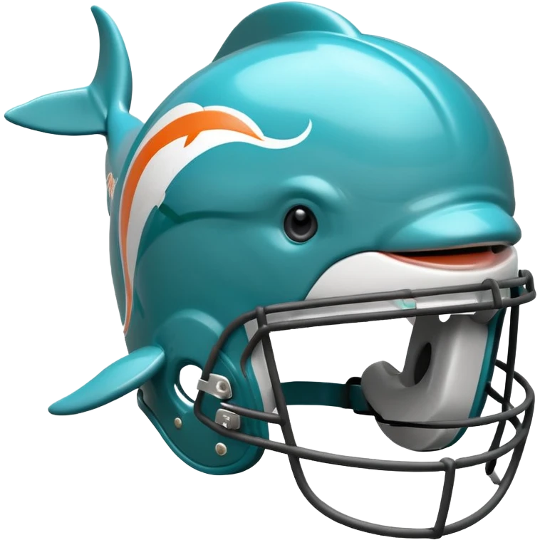 A dolphin with a Miami dolphins helmet on the field emoji
