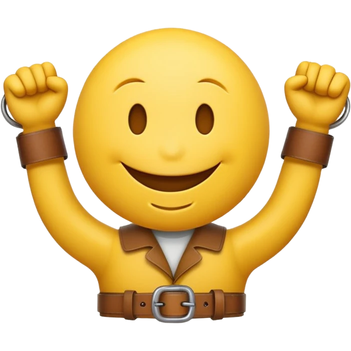 Smiley face emoji firmly holding belt up  emoji