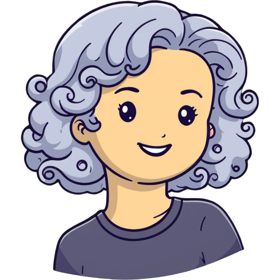 smiling 50 year old lady with silver curly hair emoji