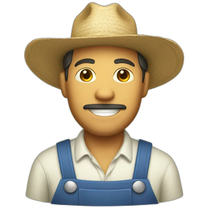 male farmer with hat and juice emoji