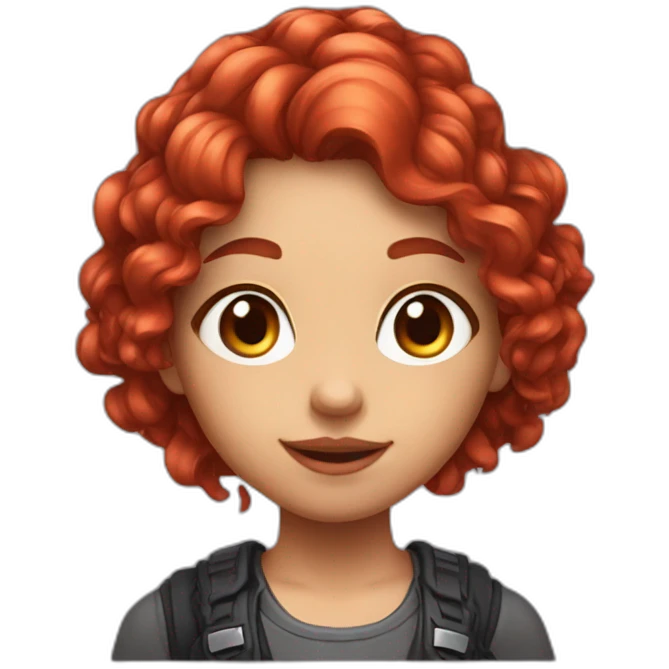 cute gamer girl with long curly red hair emoji