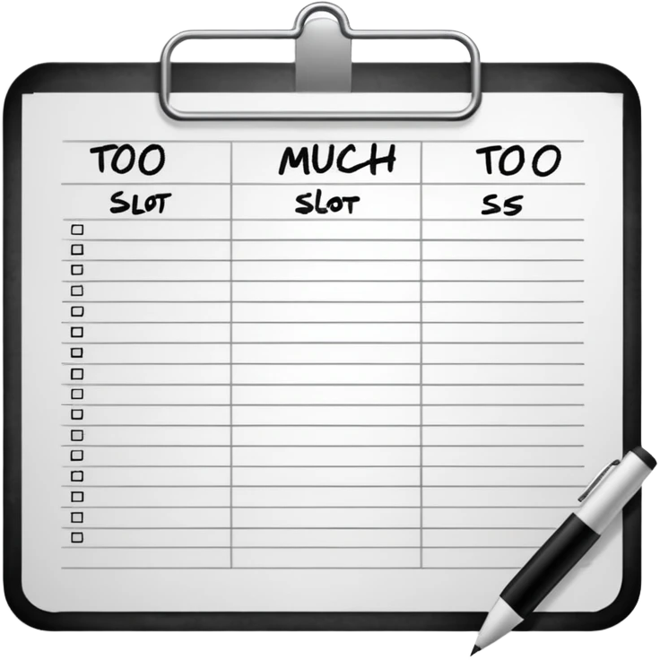 Timetable with one slot scribbled out: “too much emoji