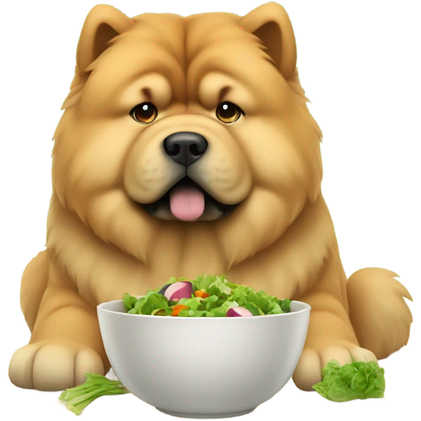 chow chow looking at salad sadly emoji