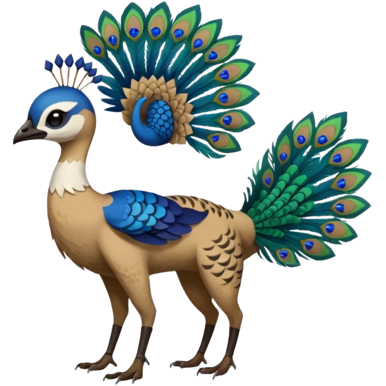  beautiful handsome gorgeous aesthetic colorful vibrant Vernid-Trico-species-Fakemon-creature by LiLaiRa, 4 legs, 1 tail, random markings, (full body) with a peacock-feather-headdress emoji