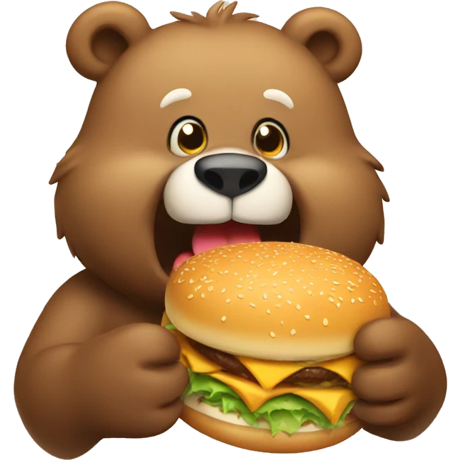 cute bear eating hamburger  emoji