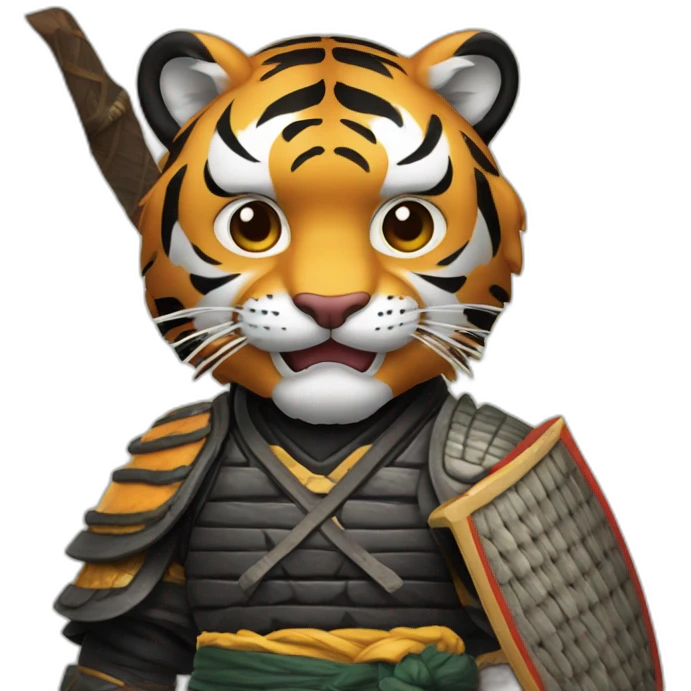Tiger samurai holding axe emoji