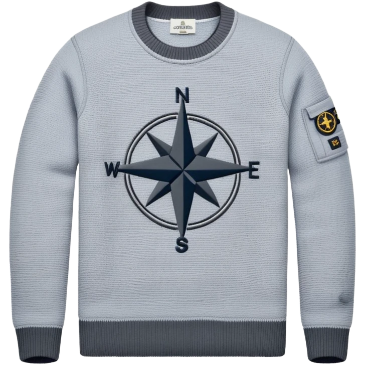 Stone Island sweater with compass logo patch emoji