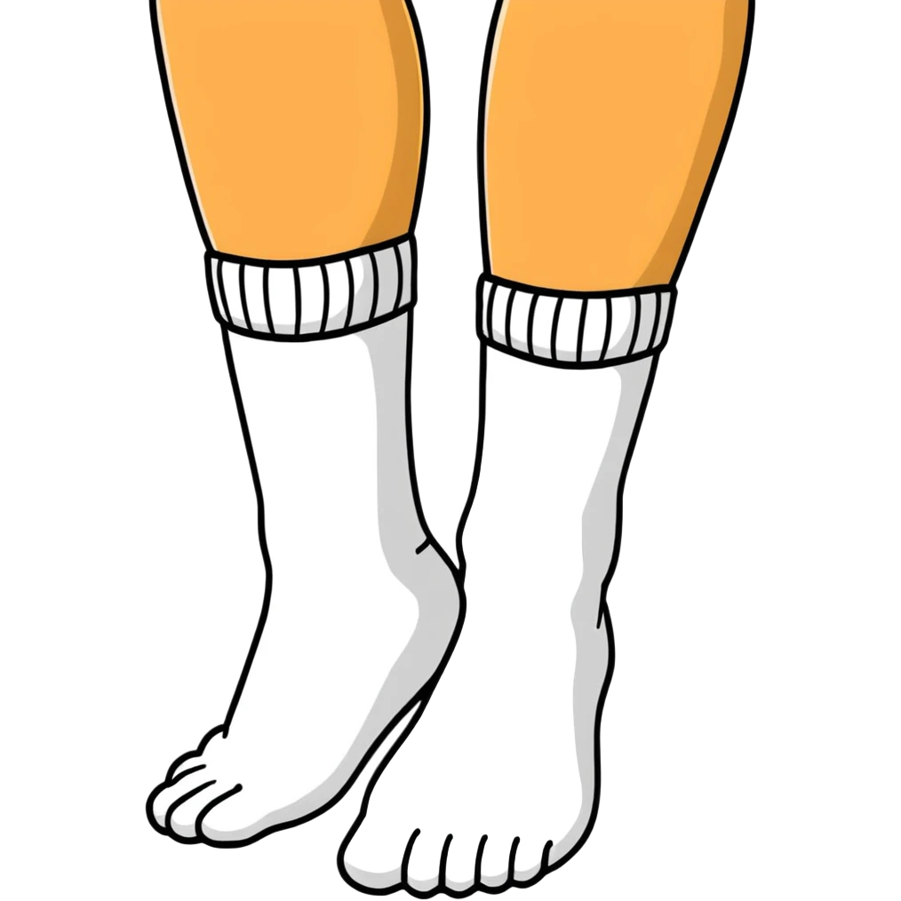 woman's feet wearing white crew socks viewed from directly underneath showing soles emoji