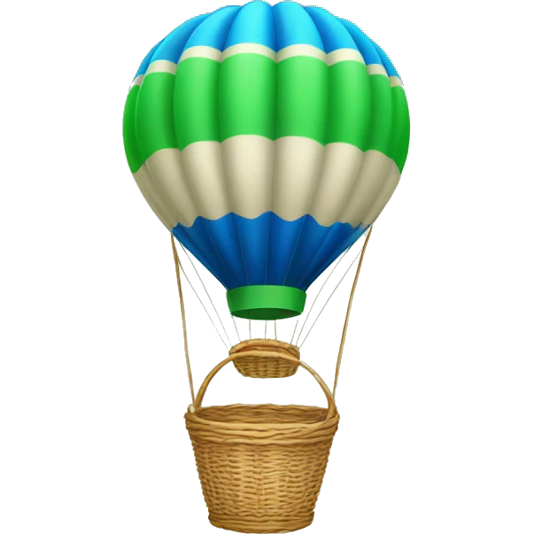 a minimal air balloon with green basket and blue air balloon emoji