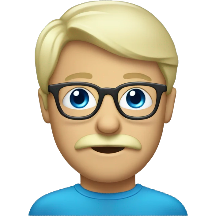 Blond, moustache, eyeglasses and blue eyes emoji