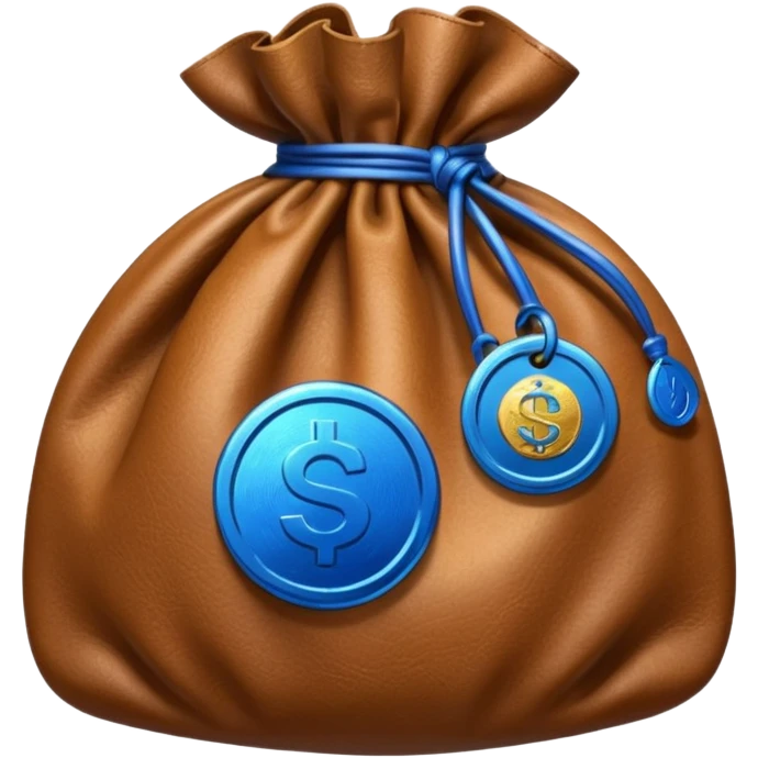 brown money bag with a blue coin  emoji
