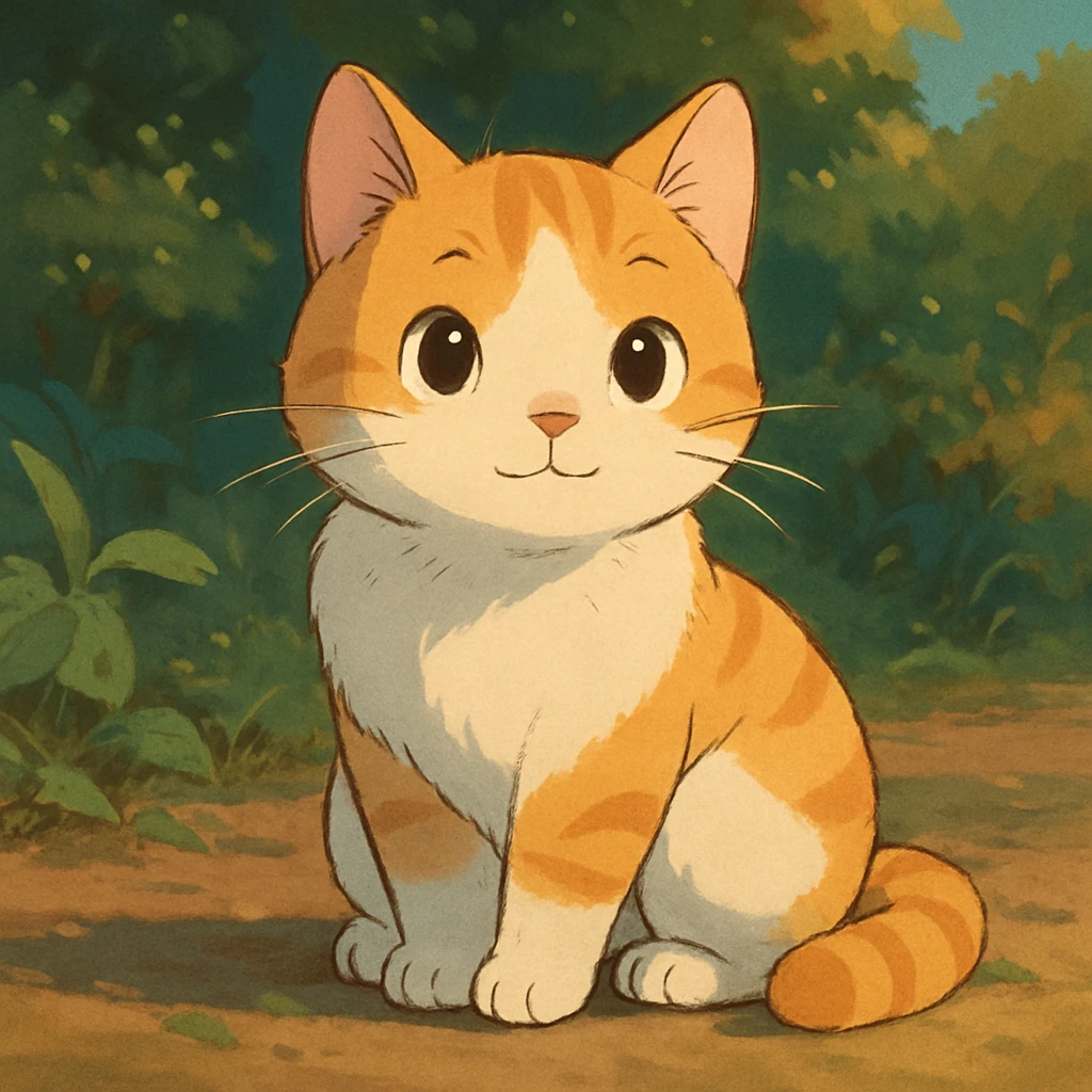 a cute cat, ghibli style emoji