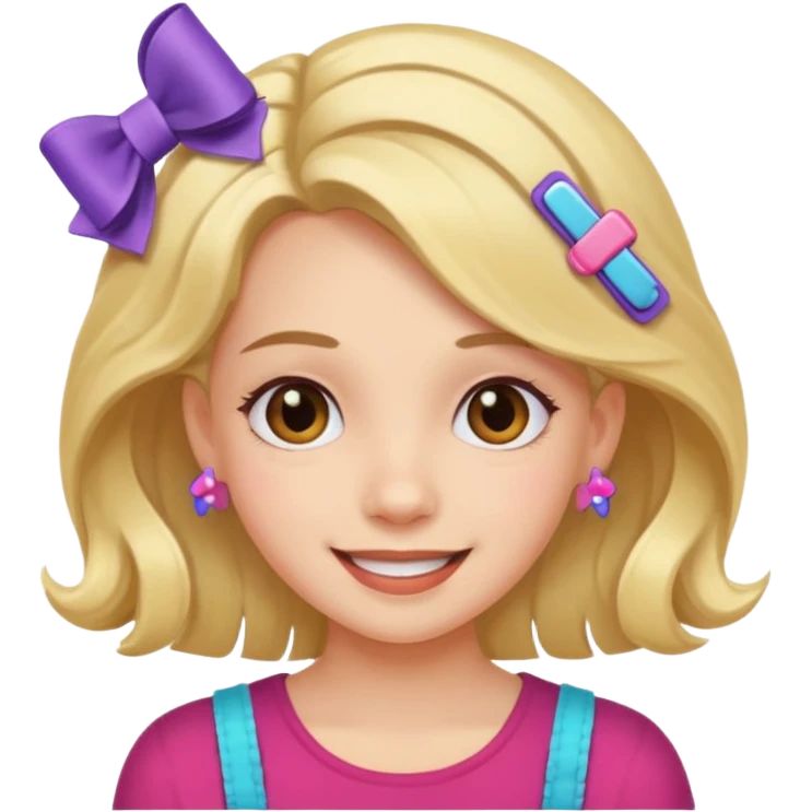 cheerful girl with hair clips emoji