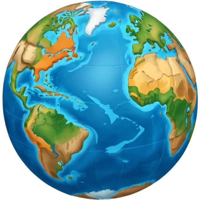 Cartoon globe with Pangea landmass emoji