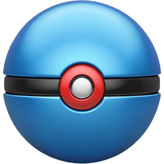 blue pokeball emoji, top half is a more saturated blue, bottom half is white, black stripe, with a metallic sheen emoji