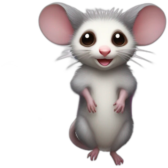 Adult male opossum with fairy wings, he’s flying  emoji
