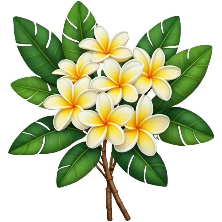 Frangipani super big bouquet, stem, leaf, more  emoji