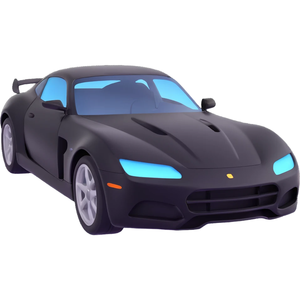Show a transparent film next to the black high-end sports car, separated and ready for application, premium 3D style emoji