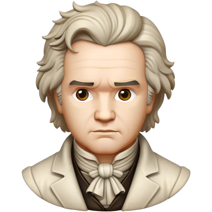 Cinematic Realistic Beethoven Pop Culture Emoji, featuring an evocative portrayal of the legendary composer rendered with delicate textures and emotive lighting. emoji