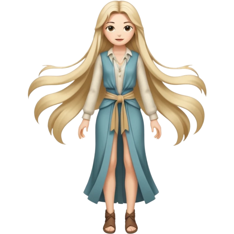 Empowered woman enjoying long tied hairs with full body emoji