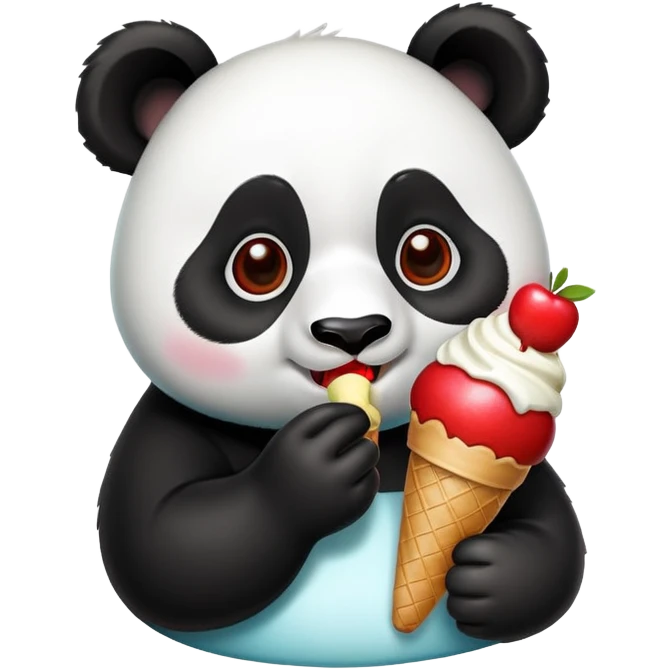 Panda eating ice cream apple emoji emoji