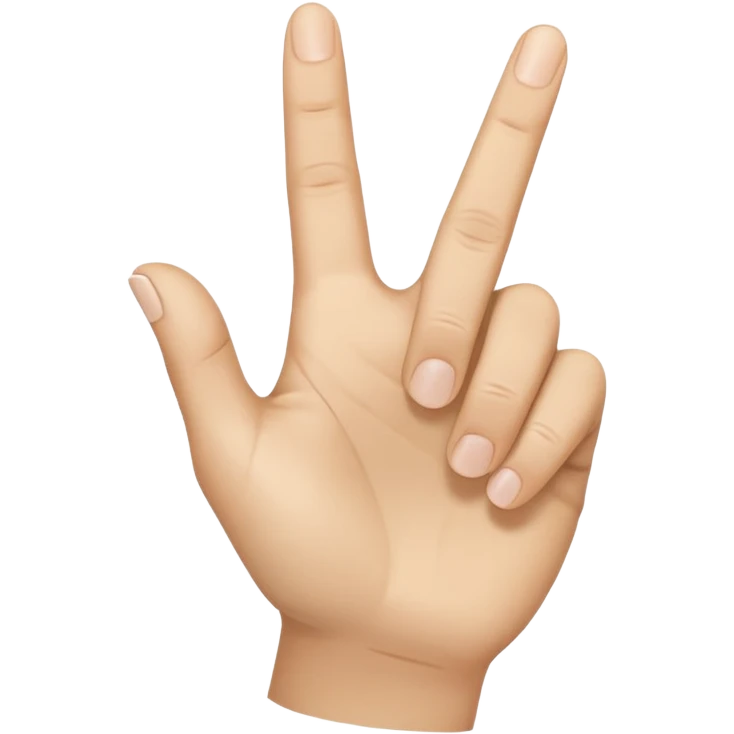 A realistic close-up photo of a right hand entering the frame from the bottom right corner, back of the hand facing the camera, pointing diagonally upwards to the left with only the thumb and index finger extended in a finger gun or L-shape gesture, other fingers closed and tucked in. emoji