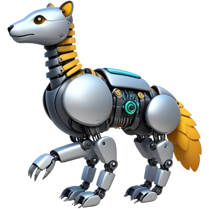 futuristic animal with natural upper body and robotic lower body, blending organic and mechanical features, vibrant emoji style emoji
