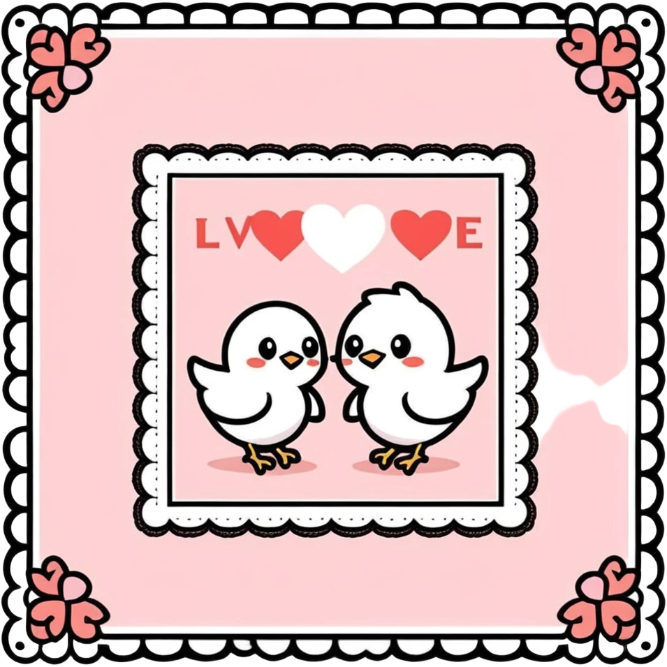 Square Valentine’s Day card with lace edges emoji