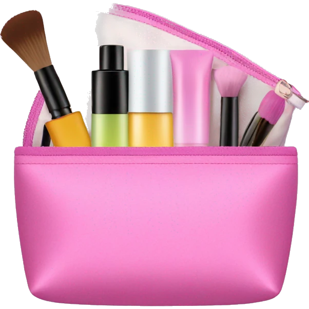 cosmetic bag with cosmetics peeking out emoji
