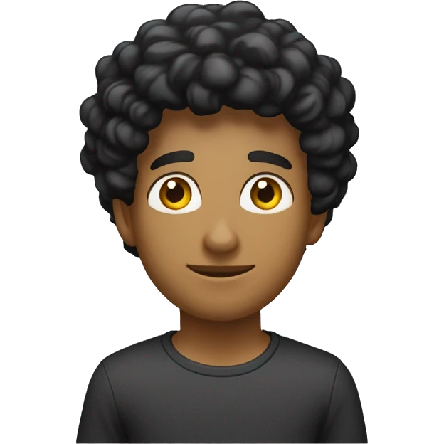 Jovem, Moreno, Cabelo ondulado preto, olhos pretos, boca grande com aparelho, nariz reto e comprido emoji
