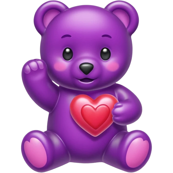 Gummy beart morado agarrando un corazón rosa cute emoji