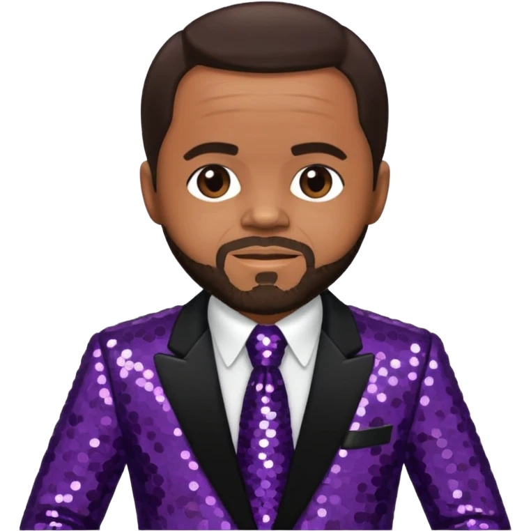 Berry Gordy with dark brown hair, dark brown sequin outfit  emoji