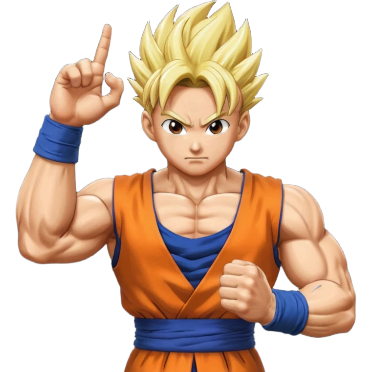 dragon ball gohan with his two fingers and arms facing right to fusion with trunks  emoji