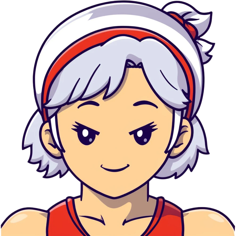 Tengen Uzui with a smirk, Sound Hashira from Demon Slayer, white hair, headband, muscular emoji