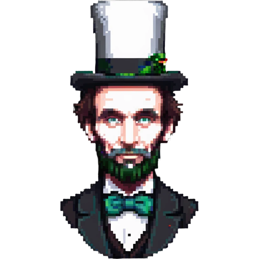 portrait of Abraham Lincoln with iconic beard and top hat emoji