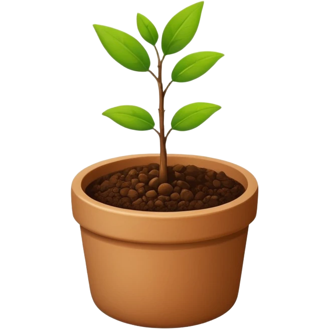 A small pot with a seedling sticking out of the soil emoji