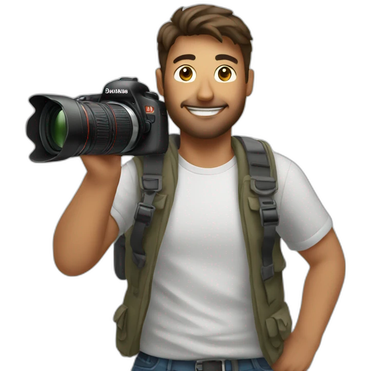 A man who taking photo with camera emoji