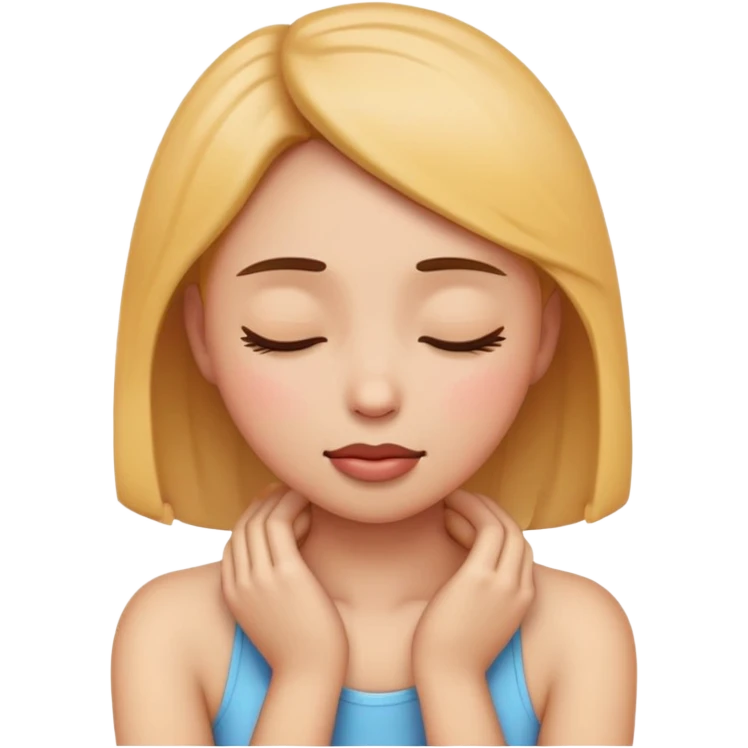 girl emoji holding her neck while her eyes are closed emoji