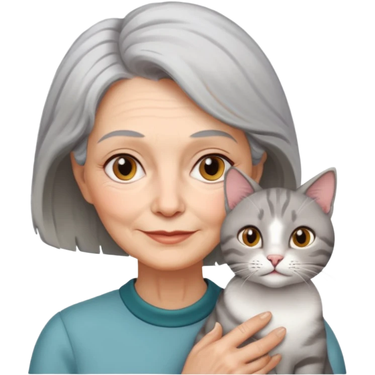 Een oma met een kat emoji