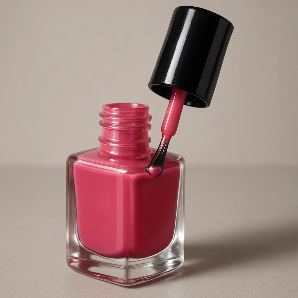 nail polish bottle with a brush slightly out, detailed emoji