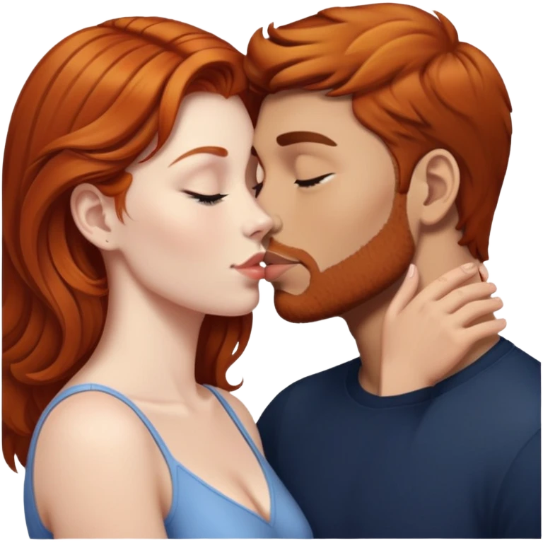 Ginger haired woman kissing brown haired man  emoji